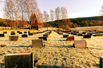 Stone cemetery tombstones
