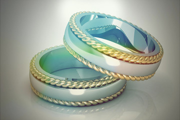 Beautiful jewelry rings (high resolution 3D image).