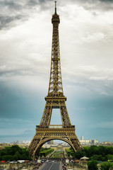 Fototapeta na wymiar The view of the Eiffel Tower, Paris, France.