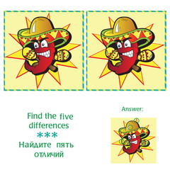 Find 5 differences - puzzle for kids