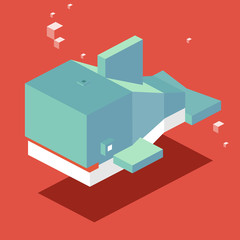 Whale. 3D Pixelate