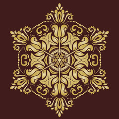 Orient Vector Pattern. Abstract Golden Ornament