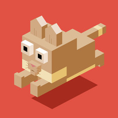 Jumping Cat in 3D Pixelate