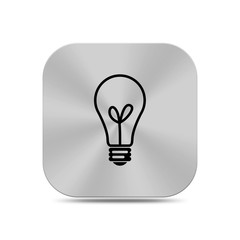 Silver button with bulb icon isolated