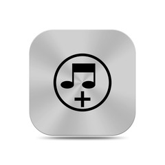 Silver button with musicial on icon isolated