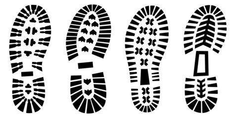 Set: Schuhabdrücke mit Profil, Vektor, schwarz, freigestellt © snyGGG