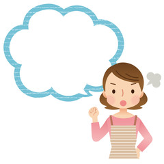 女性　主婦　コピースペース　吹き出し