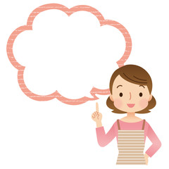 女性　主婦　コピースペース　吹き出し