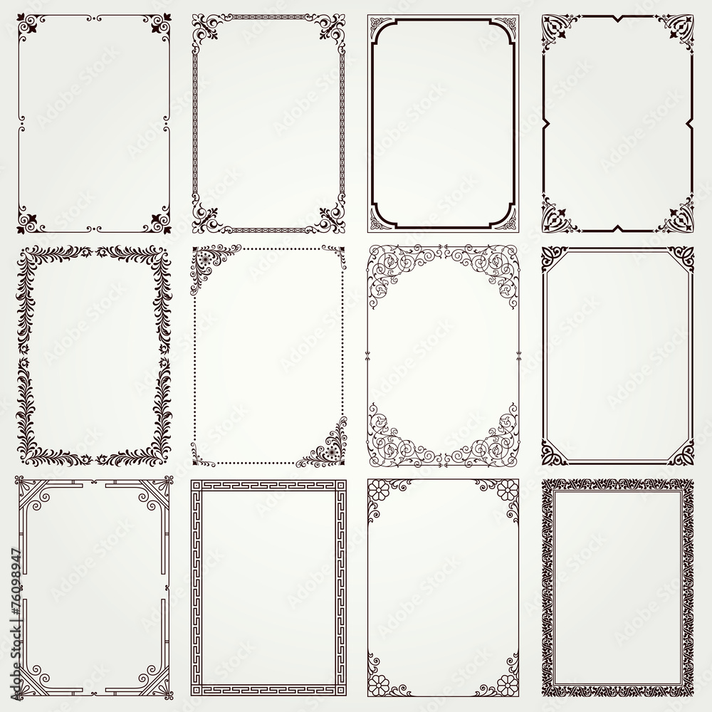 Canvas Prints decorative frames and borders a4 proportions set 4