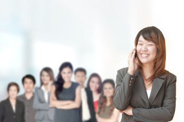 Portrait of young asia business woman in her office.Mixed Asian / Caucasian businesswoman.