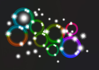 circle with light and star vector design