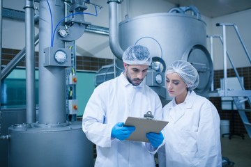 Food technicians working together