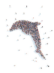 People in the form of a dolphin.