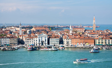 Fototapeta na wymiar Italy.Venice. Top view of the lagoon and district of Castello