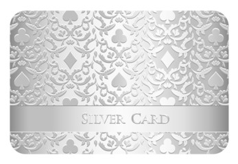 Luxury silver card with card symbols ornament