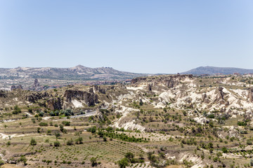 Fototapeta na wymiar Urgup. Mountain landscape in Cappadocia with a birds-eye view