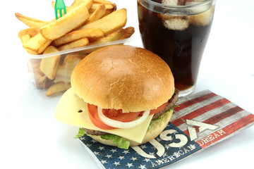 burger, cola et frites