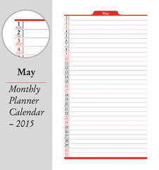 May, montly planner Calendar - 2015