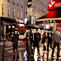 Acrylic prints Art Studio Street in Paris at night