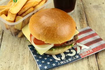 burger, cola et frites