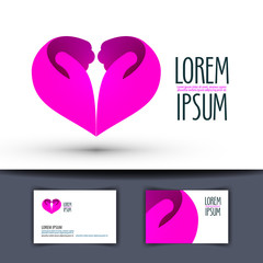 heart vector logo design template. hands or love icon.