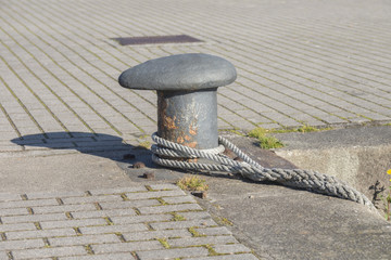 bollards on the dock closeup