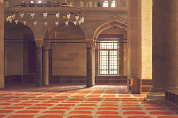 Warm mosque interior