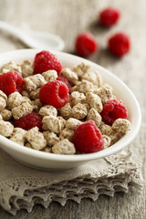 Bran with raspberries