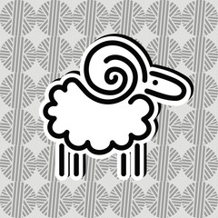 Obraz premium sheep for wool line emblem label design on the background of the