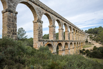 Obraz premium Roman Aqueduct Pont del Diable in Tarragona, Spain