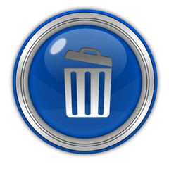 trash can circular icon on white background