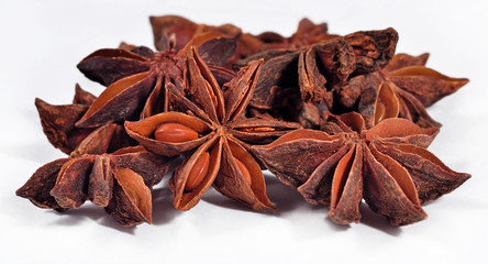 Star anise on a white