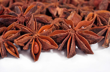 Star anise on a white