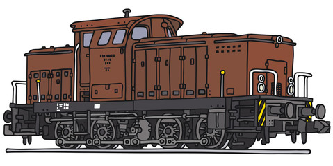 Old diesel locomotive, vector illustration