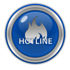 Hotline circular icon on white background