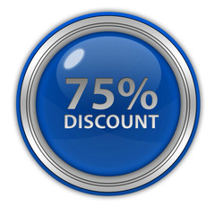 Discount 75 circular icon on white background