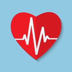 Vector cardiogram or heart rhythm medical icon.