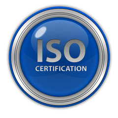 Iso certification circular icon on white background