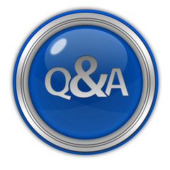 Q&A circular icon on white background