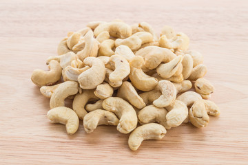 cashew on wood background