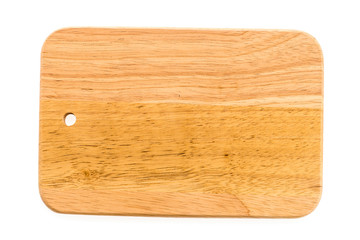 Wooden cutting board isolated on white background