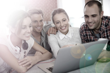 Group of friends having fun making a video call