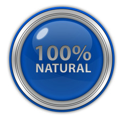 100% natural circular icon on white background