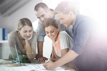 Group of students working on construction project