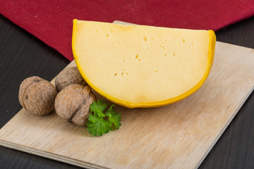 Yellow round cheese