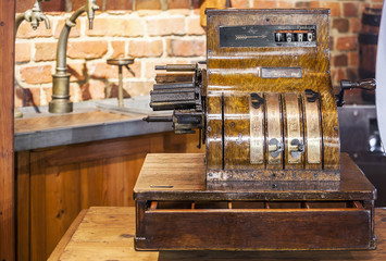 Vintage cash register. - obrazy, fototapety, plakaty