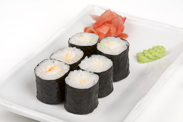 Sushi roll with shrimps.