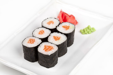 Sushi roll with salmon.