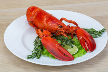 Red boiled lobster