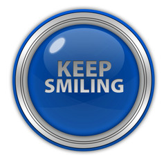 Keep smiling circular icon on white background